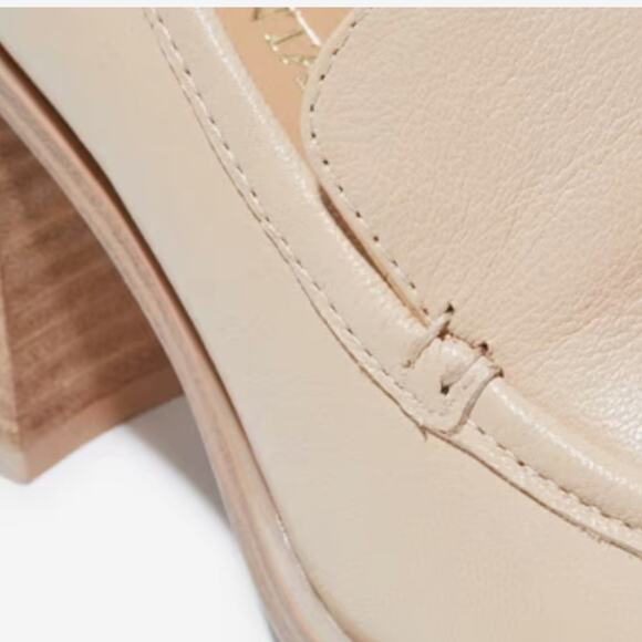 Crown Vintage Caitlun Pump Leather Cream Block Heel Loafers Size 10 Preppy - Picture 4 of 15